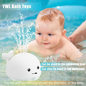 Juguetes de baño actualizados 2021, juguetes de pulverización de agua para niños, juguetes de ballena cortados con luz, juguetes de tina rociadores de agua, juguetes de piscina para niños pequeños (blanco)