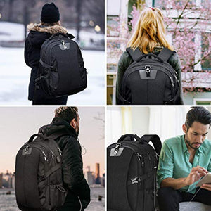 mochila para portatil con USB Puerto de carga Daypack compartimiento 17 pulgada laptop mochilas para antirrobo impermeable negocio al aire libre mochilas para hombre