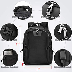 mochila para portatil con USB Puerto de carga Daypack compartimiento 17 pulgada laptop mochilas para antirrobo impermeable negocio al aire libre mochilas para hombre