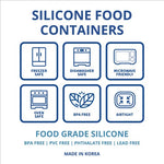 BLUE GINKGO Juego de recipientes de silicona para almacenamiento de alimentos, contenedores herméticos reutilizables con tapas, cajas de almuerzo y bento para adultos y niños, congelador, campamento, contenedor de aperitivos, almacenamiento de alimentos p