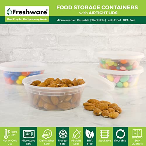 Contenedores de almacenamiento para alimentos, plástico con tapas herméticas, 228 g, para control de porciones, 50 unidades