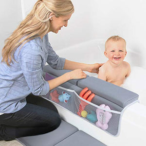 Beiens - Almohadilla para rodillas y coderas, 1,5 pulgadas de grosor de secado rápido y soporte de codo para rodilla y brazo para bañera grande con organizador de juguetes para el baño de bebé feliz (gris)