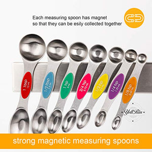 Cucharas medidoras magnéticas de acero inoxidable con nivelador de doble cara cucharillas para medidas, ingredientes secos y líquidos, juego de 8, measuring spoons of 7