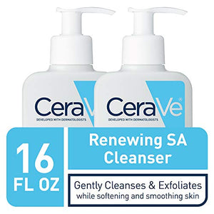 CeraVe Salicylic Acid Cleanser | 2 Pack (8 Ounce each) | Renewing Exfoliating Face Wash with Vitamin D for Rough and Bumpy Skin | Fragrance Free