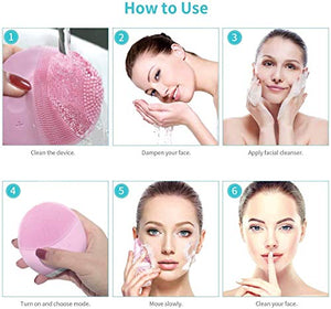 Cepillo de Limpieza Facial, Salandens Masajeador Facial y Dispositivo de Cuidado de la piel Antienvejecimiento Para Todos los Tipos de piel, IPX7 Resistente al Agua Silicona Limpieza Facial Dispositivo,Recargable a través USB