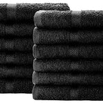 Toallas de Mano de algodón, 40,6 x 68,5 cm, Paquete de 12 Unidades, Color Negro, no a Prueba de blanqueador, 12 Unidades