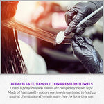 GREEN LIFESTYLE Juego de toallas negras a prueba de blanqueador, 100% algodón, 16 x 25 pies, calidad de spa premium, súper suaves y absorbentes, para gimnasio, piscina, spa, salón y hogar, paquete de 12 unidades