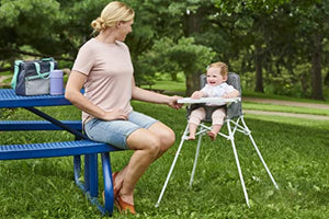 Regalo My High Chair Portable Travel Fold Go Highchair, Indoor and Outdoor, Bonus Kit, Includes Travel Case and Tray with Cup Holder, Gris