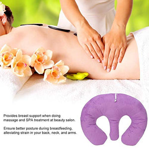 Almohada de apoyo para los senos del salón de belleza Almohada de almohada para el pecho de masaje SPA Almohada de poliéster Almohada de masaje Almohada hueca para la siesta Almohada(Púrpura)