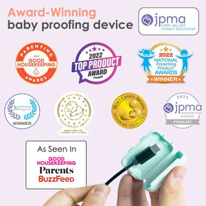 Mira tu boca - La galardonada cubierta de seguridad para niños con cargador USB - Fabricado en los Estados Unidos - Prevención de golpes a prueba de bebés (3 unidades de agua polvorienta)