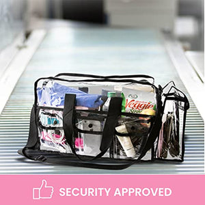 Bolsa de maquillaje transparente aprobada por la TSA, bolsa de aseo para cosméticos, Claro, 17 Inch x 9 Inch x 10 Inch, Bolsa de maquillaje grande