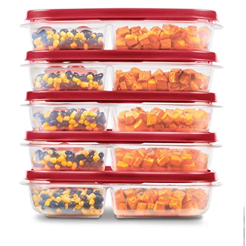 Rubbermaid EasyFindLid - Contenedores para preparación de comidas, 5.1 tazas, color rojo