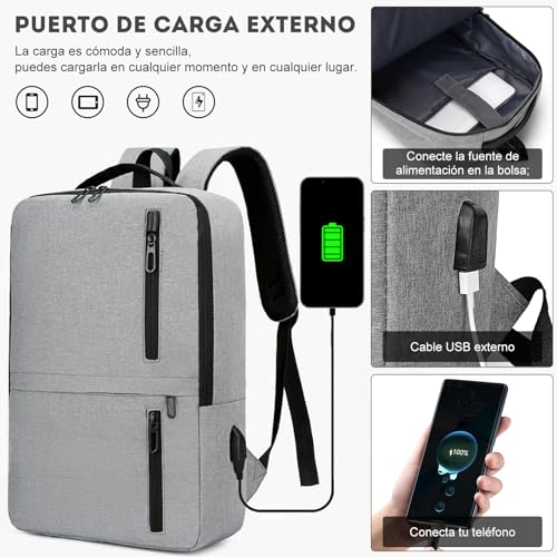 Mochila Laptop impermeable,AEGTVA alta capacidad mochila con interfaz de carga USB para Laptop,Mochila bolsa de mensajero bolso conjunto de 3 piezas