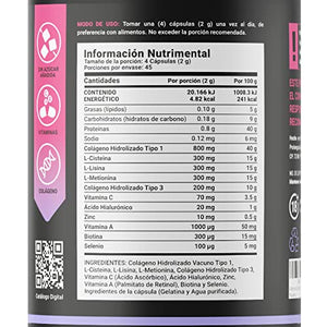 Vitaminas Cabello Mujer de 180 Cápsulas. Ingredientes naturales: Colágeno, L-Cisteina, L-Lisina, L-Metionina, Ácido Hialurónico, Biotina. Womens Hair B Life.