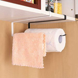 Dispensador de toallas de papel para debajo del gabinete (sin taladrar) para cocina, baño, colgar toallas de papel sobre la puerta, diseño humanizado (Blanco)