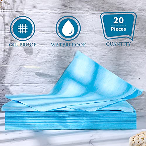 Juego de 20 sábanas desechables para cama de spa, mesa de masaje, impermeable, sábana encimera de tela no tejida, 31 x 71 pulgadas (azul)