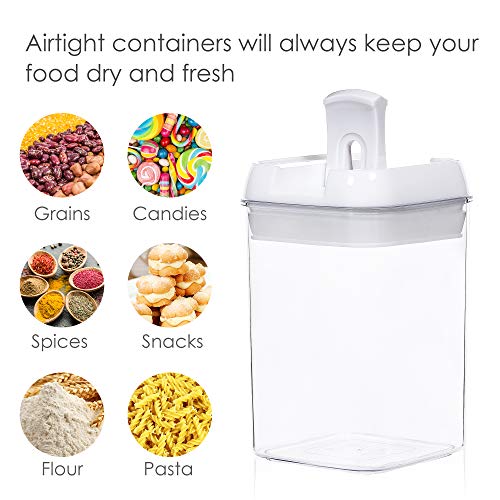 Contenedores herméticos de almacenamiento de alimentos, 7 recipientes de plástico sin BPA con tapas de fácil bloqueo, para organización y almacenamiento de despensa de cocina, incluye 24 etiquetas