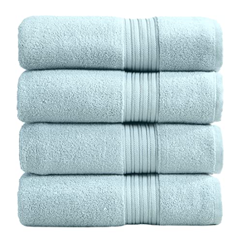 Juego de 4 toallas de baño. Toallas de baño 100% algodón. Toallas de baño absorbentes de secado rápido para el hogar. Colección Cooper. (Toallas de baño, azul spa)