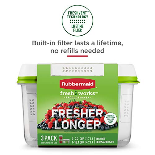 Rubbermaid FreshWorks Produce Saver, Medium Produce Storage Container, 7.2-Cup