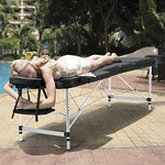 Cama de masaje plegable de aluminio para spa, cama de salón de tatuajes faciales, 3 mesas de masaje plegables, color negro