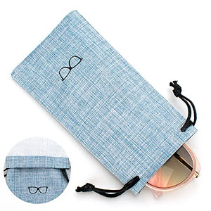 Vemiss - Funda rígida para gafas de sol de lino, diseño conciso, Bolsa pequeña, gris y negra., 16x7.4x5.6 cm/6.3x2.9x2.2 inches
