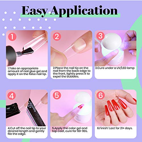 beetles Gel Polish 2 in 1 Nail Glue and Base Gel Kit for Acrylic Nails, 2PCS 15ML Super Strong Brush On Nail Glue Gel for False Nails and Gel Nail Polish, UV/LED Lamp Required