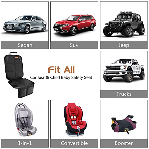 SMART ELF Protector de asiento de coche, [1 unidad] Protectores de asiento de coche grandes para asientos de niños con acolchado más grueso y bolsillos de malla antideslizantes para SUV, sedán, camión, asiento de coche de piel y tela