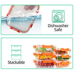 Paquete de 10 recipientes de vidrio para almacenamiento de alimentos, recipientes para preparación de alimentos con tapas, aptos para microondas, horno, congelador y lavaplatos