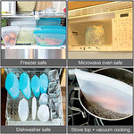 Contenedor de alimentos reutilizable, bolsa de silicona, 6 recipientes con cierre que se pueden utilizar para aperitivos de frutas y verduras, etc. Apto para microondas y congelador (blanco)