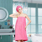 Keenso Juego de toallas de baño, microfibra suave, para mujer, toalla de spa, falda de ducha con gorro de secado rápido para gimnasio, spa, sauna, sala de vapor, taquilla (rojo rosa)