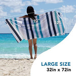 Toalla de playa de microfibra de secado rápido (32 x 72 pulgadas), toallas de playa sin arena, plegable, absorbente, de gran tamaño, ligera, perfecta para viajes, natación, piscina y camping