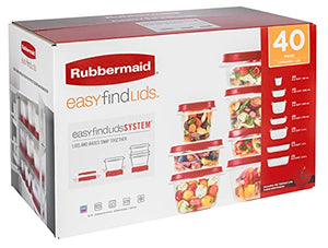 Rubbermaid 2112332 Easy Find - Tapas ventiladas para almacenamiento de alimentos, Paquete variado 40PC, Rojo