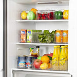 Contenedores organizadores de refrigerador, 8 contenedores de plástico transparente para refrigerador, congelador, armario de cocina, organización y almacenamiento de despensa, organizador de refrigerador sin BPA, 12.5 pulgadas de largo