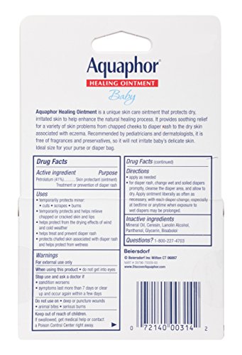 Aquaphor Baby Healing Ointment, Diaper Rash and Dry Skin Protectant, .35 Ounce Dual Pack