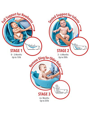 Skip Hop Bañera para bebés: Moby 3-Stage Smart Sling Tub, Azul