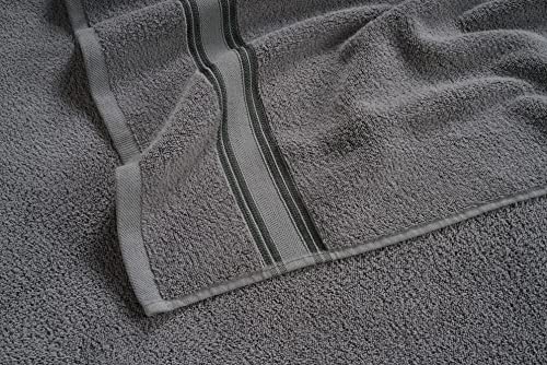 Toallas de baño para adultos, 100 % algodón, extra grandes, juego de 4 toallas de baño, cero giro, secado rápido, altamente absorbentes, calidad de spa de hotel, 88.9 x 167.6 cm, color gris