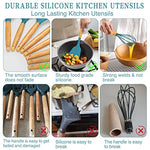 Umite Chef Juego de utensilios de cocina, 33 piezas de utensilios de cocina de silicona antiadherente con soporte, juego de utensilios de cocina de silicona (azul oscuro)