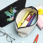 Sinzip 10 bolsas de maquillaje de lona de algodón con parte inferior y correa, bolsa de cosméticos multiusos con cremallera bolsa de aseo de viaje, bolsa de lápices en blanco, Negro, L, Bolsas de lona