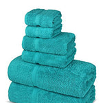 Juego de 6 toallas de algodón turco de lujo para spa y hotel de calidad prémium (2 toallas de baño, 2 toallas de manos, 2 toallas faciales, color aguamarina)