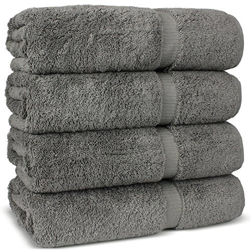Juego de toallas turcas de calidad de hotel y spa, 100% algodón, muy absorbente (4 unidades, color gris)