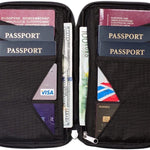 Travel Wallet & Family Passport Holder w/ RFID Blocking- Document Organizer Case