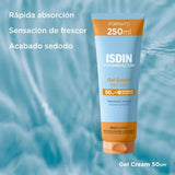 ▶ ISDIN Fotoprotector Gel Cream SPF 50+, Protector Solar Corporal refrescante e hidratante, Ideal para toda la familia, 250 ml