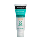 ▶ Neutrogena  Sun fresh Protector Solar Facial Tono Claro Dermcare Niacinamida FPS50+, 40g