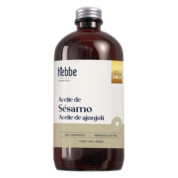 ▶ HEBBE  - Aceite de Ajonjolí 100% Puro, Hidratante y Antioxidante para Piel y Cabello, 500 ml