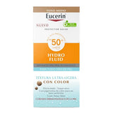 ▶ Eucerin Sun Face Hydro-Fluid FPS 50 + Tono Medio 50ml Protector Solar Facial con Color, textura ligera, suave y refrescante. Rápida absorción sin sensación grasosa o pegajosa