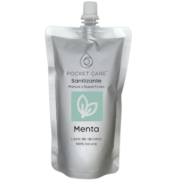 POCKET CARE | Desinfectante Spray - Sin Alcohol | Refill 200ml - Menta | Antibacterial Spray de Bolsillo Orgánico | Sanitizante para Manos y Superficies - Hand Sanitizer | 100% Natural