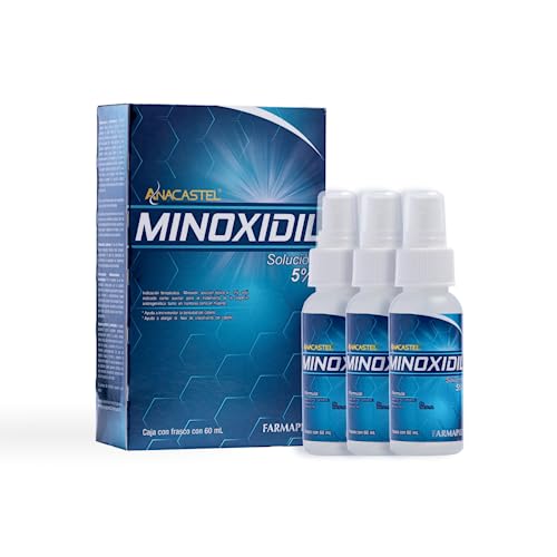 Anacastel Minoxidil Solución 5% | Tratamiento Capilar Anticaída Cabello I Minoxidil Barba y Bigote | Alarga Fase de Crecimiento del Cabello | Hombres y Mujeres | Formato Spray (Azul, 3 Pack)