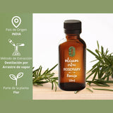 OLEUM VITAE Aceite Esencial de Romero 120ml. Rosmarinus Officinalis 100% Puro y Orgánico. Hecho en India Certificado USDA ORGANIC Aplicación Interno Externo y Aromático