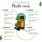 OLEUM VITAE Aceite Esencial de Menta (Mentha Piperita),100% Puro y Orgánico. USDA ORGANIC. 30ml. Aplicación Aromática, Externa e Interna
