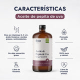 ▶ HEBBE - Aceite de Pepita de Uva 100% Puro, Antioxidante e Hidratante para Piel y Cabello, 1L